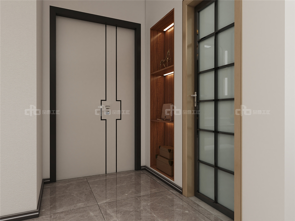 整木定制現代輕奢風格與金屬共舞,領略流光歲(圖2) 現代玄關