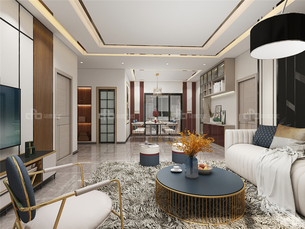 整木定制現代輕奢風格與金屬共舞,領略流光歲(圖4) 整木定制客廳