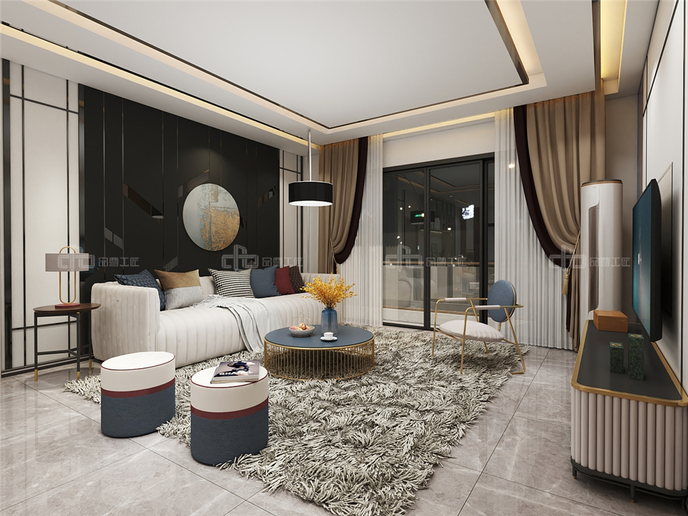 整木定制現代輕奢風格與金屬共舞,領略流光歲(圖5) 整木定制客廳