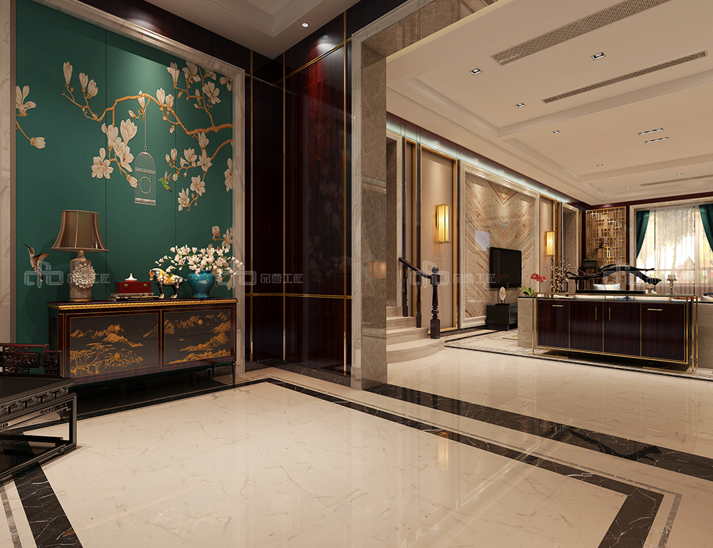 整木定制花鳥古韻新中式風格,別墅全屋效果圖(圖1) 整木定制花鳥古韻新中式風格,別墅全屋效果圖(圖1)