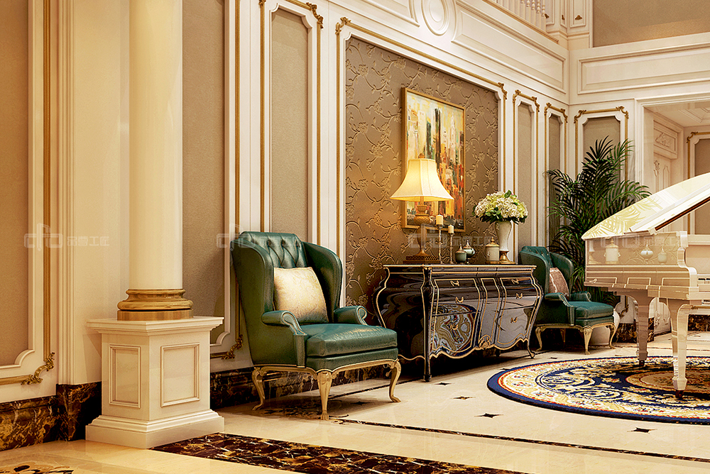 整木定制法式風格,金色別墅裝修案例效果圖(圖6) 整木定制法式風格,金色別墅裝修案例效果圖(圖6)